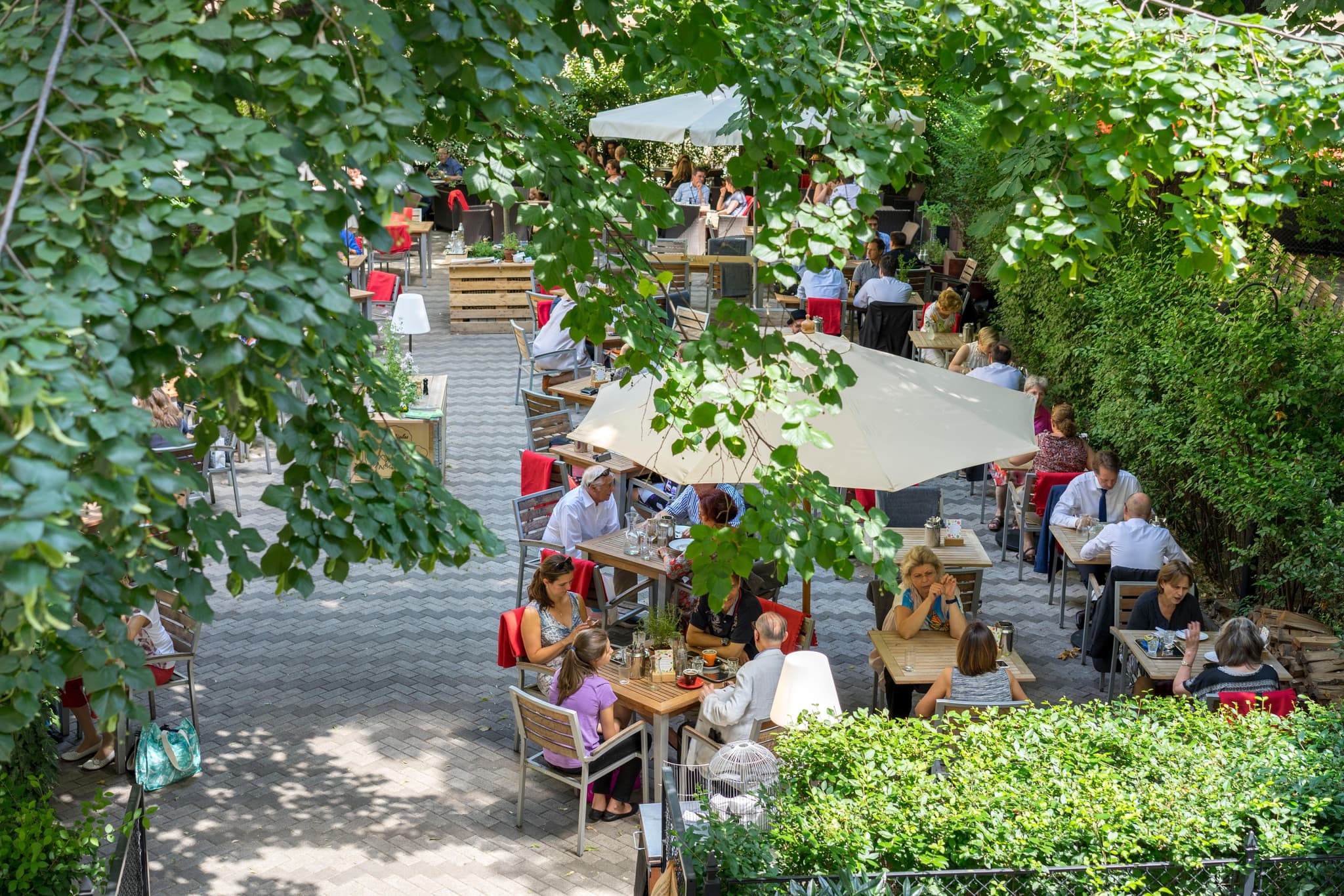 Beer garden aerial view